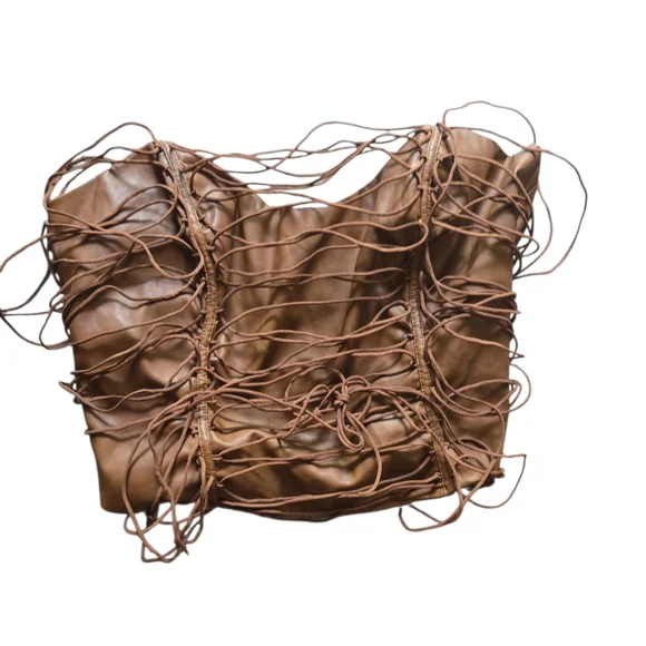 Fashion Nova Never Complicated Faux Leather Corset Plus Top Brown ~ Size 2X - Picture 2 of 10